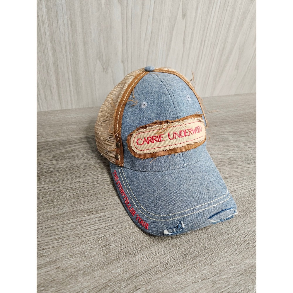 Carrie Underwood The Storyteller Tour Trucker Hat Denim Blue Tan Mesh Snapback
